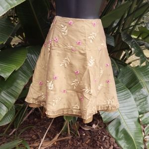 Intuitions gold metallic bronze embroidered skirt